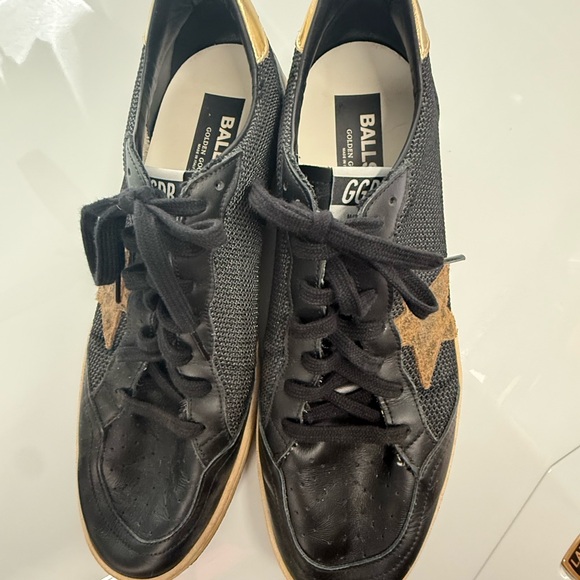 Authentic Black Gold Men's Golden Goose GGDB ballstar Sneakers leopard leather - Picture 4 of 14